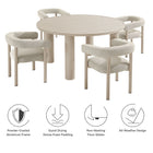 Modway Nautica 5-Piece Round Outdoor Patio Aluminum Dining Table and Chairs Set