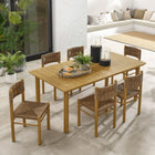 Modway Parkland 7-Piece Rectangular Outdoor Patio Rattan and Aluminum Dining Table and Chairs Set
