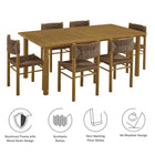 Modway Parkland 7-Piece Rectangular Outdoor Patio Rattan and Aluminum Dining Table and Chairs Set