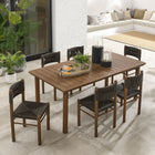 Modway Parkland 7-Piece Rectangular Outdoor Patio Rattan and Aluminum Dining Table and Chairs Set