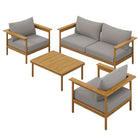 Modway Wren 4-Piece Outdoor Patio Teak Wood Furniture Set  