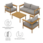 Modway Wren 4-Piece Outdoor Patio Teak Wood Furniture Set