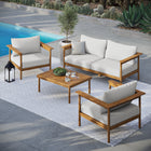Modway Wren 4-Piece Outdoor Patio Teak Wood Furniture Set