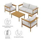 Modway Wren 4-Piece Outdoor Patio Teak Wood Furniture Set
