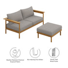 Modway Wren 2-Piece Outdoor Patio Teak Wood Sofa and Ottoman Set