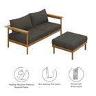 Modway Wren 2-Piece Outdoor Patio Teak Wood Sofa and Ottoman Set