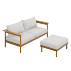 Modway Wren 2-Piece Outdoor Patio Teak Wood Sofa and Ottoman Set  