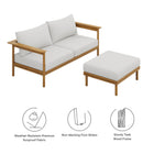 Modway Wren 2-Piece Outdoor Patio Teak Wood Sofa and Ottoman Set