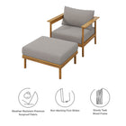 Modway Wren Outdoor Patio Teak Wood Armchair and Ottoman Set