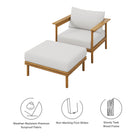 Modway Wren Outdoor Patio Teak Wood Armchair and Ottoman Set