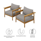 Modway Wren Outdoor Patio Teak Wood Armchair Set of 2