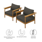 Modway Wren Outdoor Patio Teak Wood Armchair Set of 2