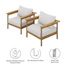 Modway Wren Outdoor Patio Teak Wood Armchair Set of 2
