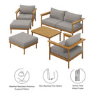 Modway Wren 6-Piece Outdoor Patio Teak Wood Furniture Set