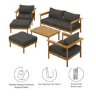 Modway Wren 6-Piece Outdoor Patio Teak Wood Furniture Set