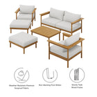 Modway Wren 6-Piece Outdoor Patio Teak Wood Furniture Set