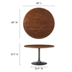 Modway Lippa 48" Round Pedestal Solid Wood Dining Table
