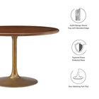 Modway Lippa 48" Round Pedestal Solid Wood Dining Table