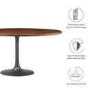 Modway Lippa 60" Round Pedestal Solid Wood Dining Table