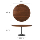 Modway Lippa 60" Round Pedestal Solid Wood Dining Table