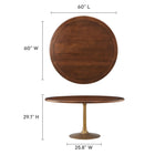 Modway Lippa 60" Round Pedestal Solid Wood Dining Table
