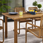 Modway Abacus 7-Piece Rectangular Outdoor Patio Aluminum Dining Table Set with Rattan Armchairs