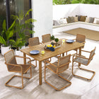 Modway Abacus 7-Piece Rectangular Outdoor Patio Aluminum Dining Table Set with Rattan Armchairs