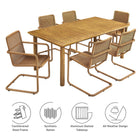 Modway Abacus 7-Piece Rectangular Outdoor Patio Aluminum Dining Table Set with Rattan Armchairs