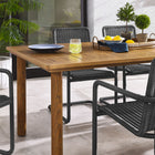 Modway Abacus 7-Piece Rectangular Outdoor Patio Aluminum Dining Table Set with Rattan Armchairs
