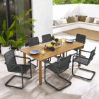 Modway Abacus 7-Piece Rectangular Outdoor Patio Aluminum Dining Table Set with Rattan Armchairs