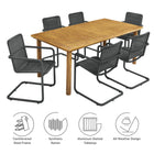 Modway Abacus 7-Piece Rectangular Outdoor Patio Aluminum Dining Table Set with Rattan Armchairs