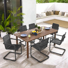 Modway Abacus 7-Piece Rectangular Outdoor Patio Aluminum Dining Table Set with Rattan Armchairs
