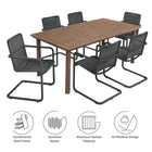 Modway Abacus 7-Piece Rectangular Outdoor Patio Aluminum Dining Table Set with Rattan Armchairs