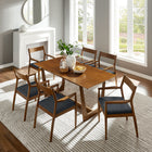 Modway Solara 7-Piece Wood Dining Set with Vegan Leather Armchairs