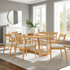 Modway Solara 7-Piece Wood Dining Set with Fabric Upholstered Armchairs