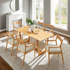 Modway Solara 7-Piece Wood Dining Set with Fabric Upholstered Armchairs