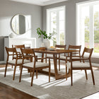 Modway Solara 7-Piece Wood Dining Set with Fabric Upholstered Armchairs