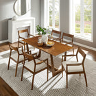 Modway Solara 7-Piece Wood Dining Set with Fabric Upholstered Armchairs