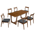 Modway Solara 7-Piece Wood Dining Set with Vegan Leather Side Chairs  