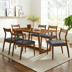 Modway Solara 7-Piece Wood Dining Set with Vegan Leather Side Chairs
