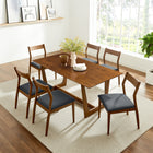 Modway Solara 7-Piece Wood Dining Set with Vegan Leather Side Chairs