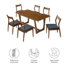Modway Solara 7-Piece Wood Dining Set with Vegan Leather Side Chairs