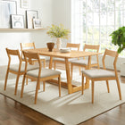 Modway Solara 7-Piece Wood Dining Set with Fabric Upholstered Side Chairs