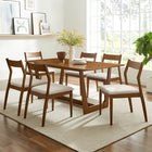 Modway Solara 7-Piece Wood Dining Set with Fabric Upholstered Side Chairs