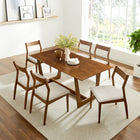 Modway Solara 7-Piece Wood Dining Set with Fabric Upholstered Side Chairs