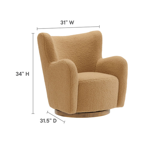 Modway Montrose Wingback Sherpa Swivel Accent Chair  