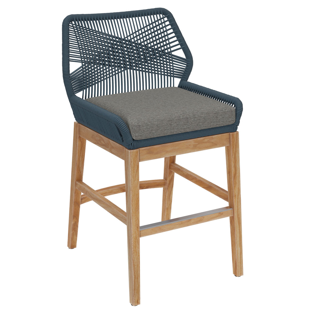 Modway Wellspring Outdoor Patio Teak and Rope Counter Stool  