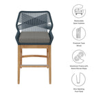 Modway Wellspring Outdoor Patio Teak and Rope Counter Stool