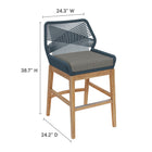 Modway Wellspring Outdoor Patio Teak and Rope Counter Stool
