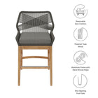 Modway Wellspring Outdoor Patio Teak and Rope Counter Stool